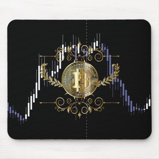 ビットコイン金ゴールドコインブラックブルーホワイトマウスパッド マウスパッド (正面)