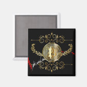 ビットコイン金ゴールドコインマネーデザイン マグネット (正面/裏面)