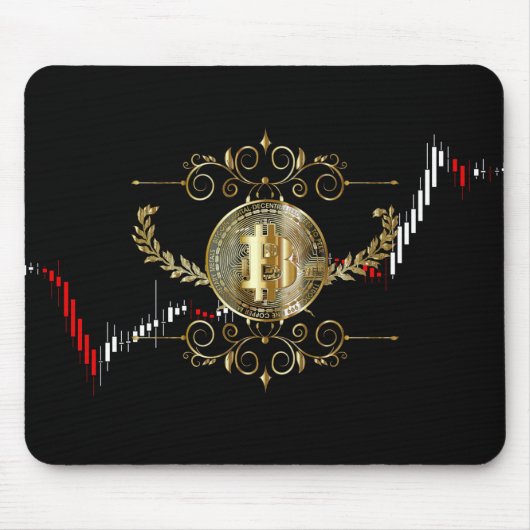 ビットコイン金ゴールドコインレッドブラックマウスパッド マウスパッド (正面)