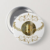 ビットコイン金ゴールドコイン白デジタルマネー 缶バッジ (正面&裏面)