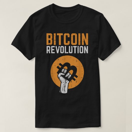 ビットコイン革命の暗号デザイン Tシャツ (デザイン正面)