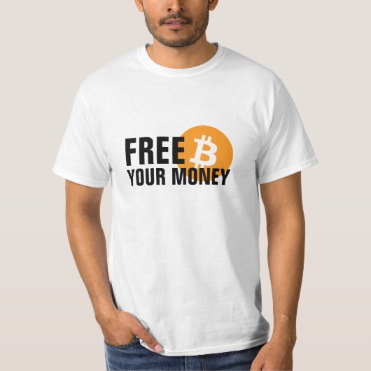 ビットコイン。お金を解放 Tシャツ (正面)