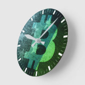 ビットコイン アメリカ ₿ (グリーン) ラウンド壁時計 (傾斜)
