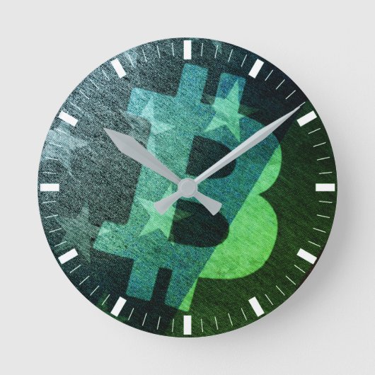 ビットコイン アメリカ ₿ (グリーン) ラウンド壁時計 (正面)