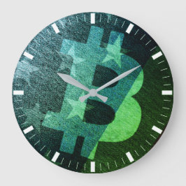 ビットコイン アメリカ ₿ (グリーン) ラージ壁時計