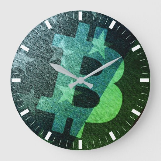 ビットコイン アメリカ ₿ (グリーン) ラージ壁時計 (正面)