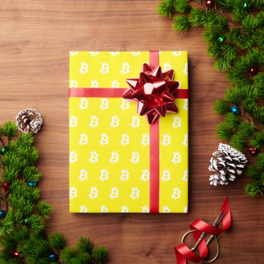 ビットコイン オレンジ ラッピングペーパー (クリスマスギフト)