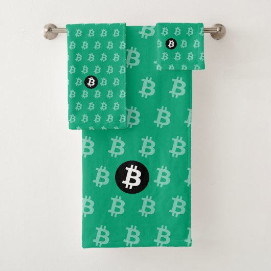ビットコイン グリーン ブルー(スタイル2) バスタオルセット (インサイチュ)