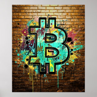ビットコイン ストリートアート ポスター – カラフルなグラフィティ デザイン