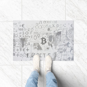 ビットコイン ストリートアート (White Painting No. 3) ドアマット
