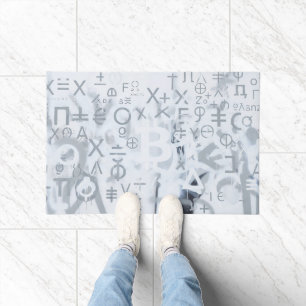 ビットコイン ストリートアート (White Painting No. 5) ドアマット