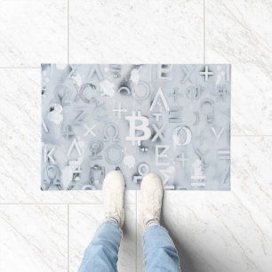 ビットコイン ストリートアート (White Painting No. 7) ドアマット
