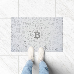 ビットコイン ストリートアート (White Painting No. 8) ドアマット