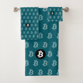 ビットコイン ダーク ティール (スタイル 2) バスタオルセット