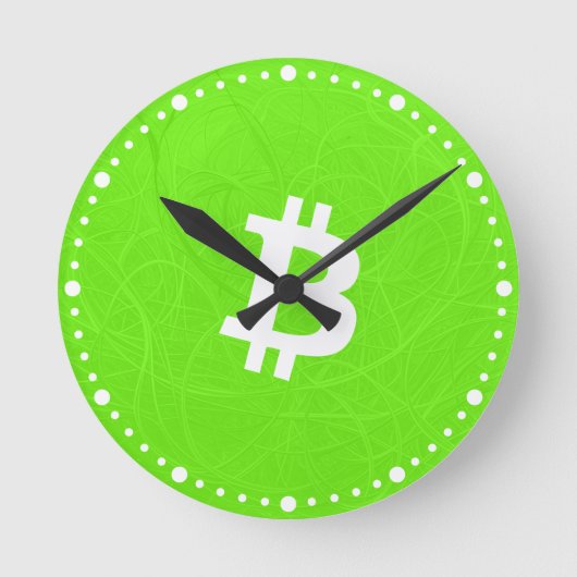 ビットコイン・ニューロン・グリーン ラウンド壁時計 (正面)
