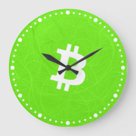 ビットコイン・ニューロン・グリーン ラージ壁時計