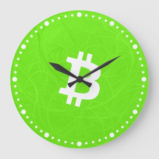 ビットコイン・ニューロン・グリーン ラージ壁時計 (正面)