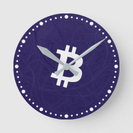 ビットコイン ニューロン ダークブルー ラウンド壁時計