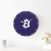 ビットコイン ニューロン ダークブルー ラージ壁時計 (ホーム)