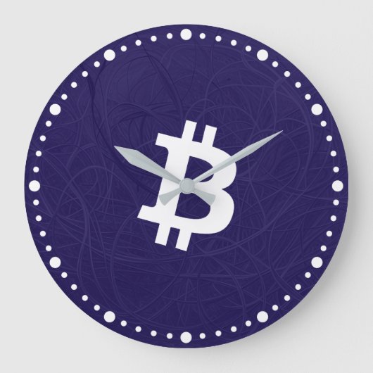 ビットコイン ニューロン ダークブルー ラージ壁時計 (正面)