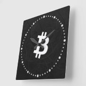 ビットコイン ニューロン ブラック スクエア壁時計 (傾斜)