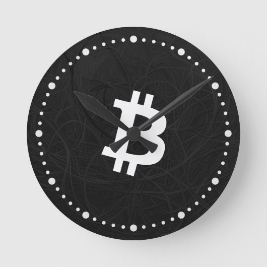 ビットコイン ニューロン ブラック ラウンド壁時計 (正面)