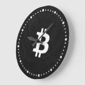 ビットコイン・ニューロン・ブラック ラージ壁時計 (傾斜)