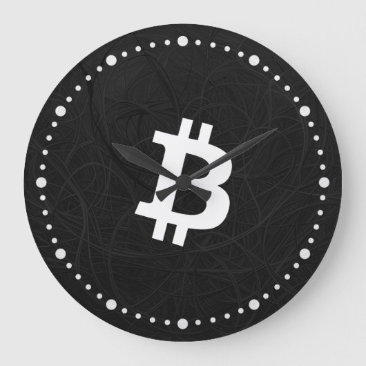 ビットコイン・ニューロン・ブラック ラージ壁時計 (正面)