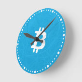 ビットコイン ニューロン ブルー ラウンド壁時計 (傾斜)
