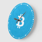 ビットコイン・ニューロン・ブルー ラージ壁時計 (傾斜)