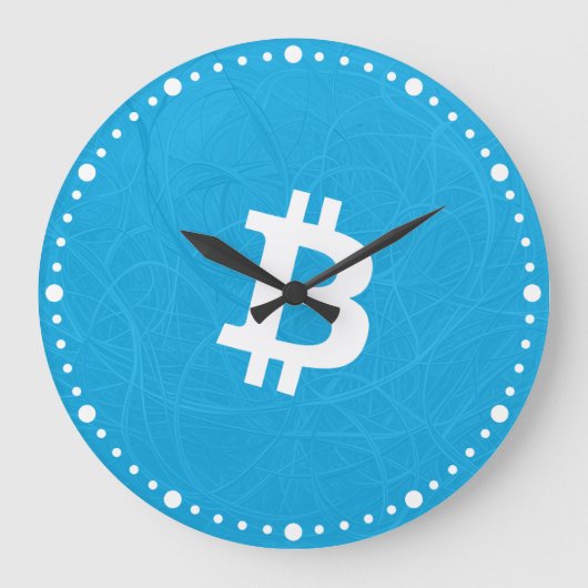 ビットコイン・ニューロン・ブルー ラージ壁時計 (正面)