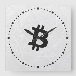 ビットコイン ニューロン ホワイト スクエア壁時計