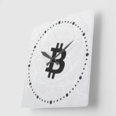 ビットコイン ニューロン ホワイト スクエア壁時計 (傾斜)