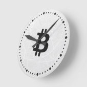 ビットコイン ニューロン ホワイト ラウンド壁時計 (傾斜)