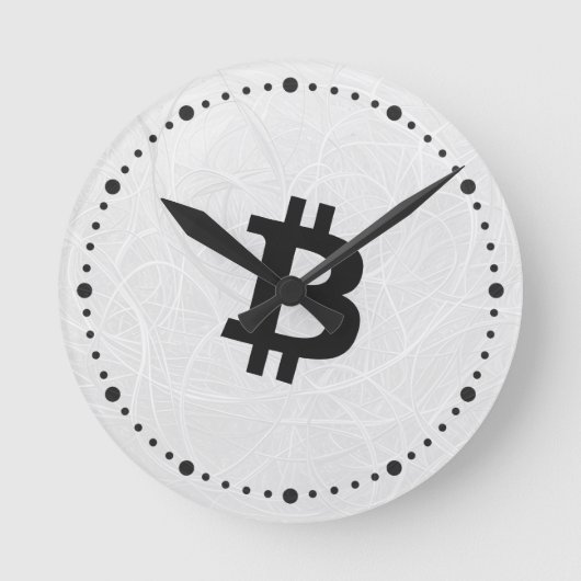 ビットコイン ニューロン ホワイト ラウンド壁時計 (正面)