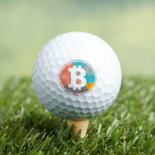 ビットコイン パステル ポップアート ハーフトーン ロゴ ゴルフボール
