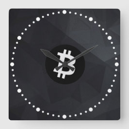 ビットコイン ブラッククリスタル スクエア壁時計