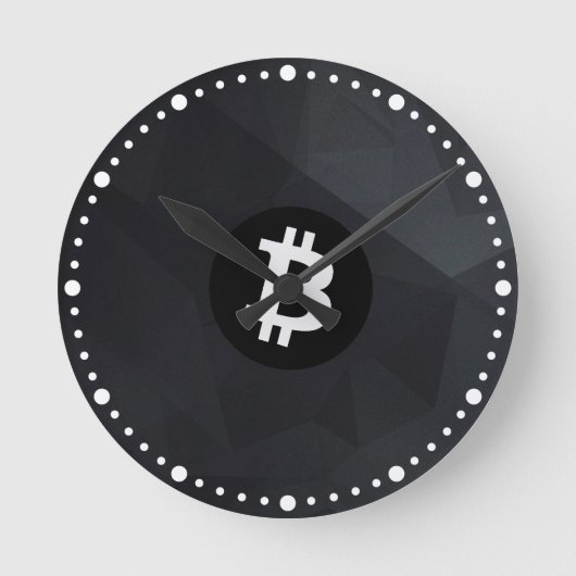 ビットコイン ブラッククリスタル ラウンド壁時計 (正面)
