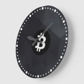 ビットコイン ブラッククリスタル ラージ壁時計 (傾斜)