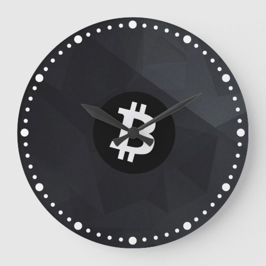 ビットコイン ブラッククリスタル ラージ壁時計 (正面)