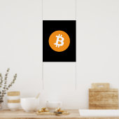 ビットコイン ブラック オレンジ 暗号通貨 ポスター (キッチン)