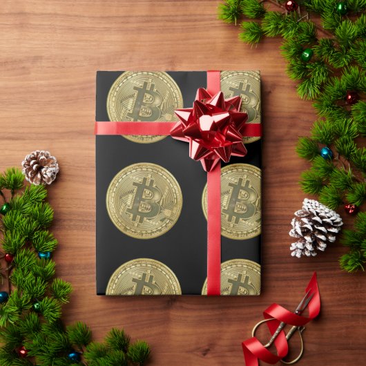 ビットコイン ブラック ラッピングペーパー (クリスマスギフト)