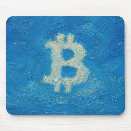 ビットコイン・ブルースカイ（油絵、スタイル: 2） マウスパッド (正面)