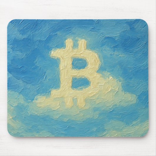 ビットコイン・ブルースカイ (油絵、スタイル: 4) マウスパッド (正面)