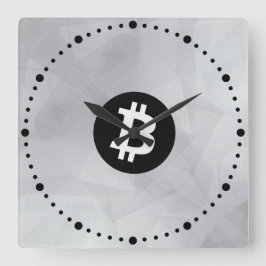 ビットコイン ホワイトクリスタル スクエア壁時計