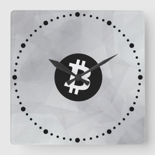 ビットコイン ホワイトクリスタル スクエア壁時計 (正面)