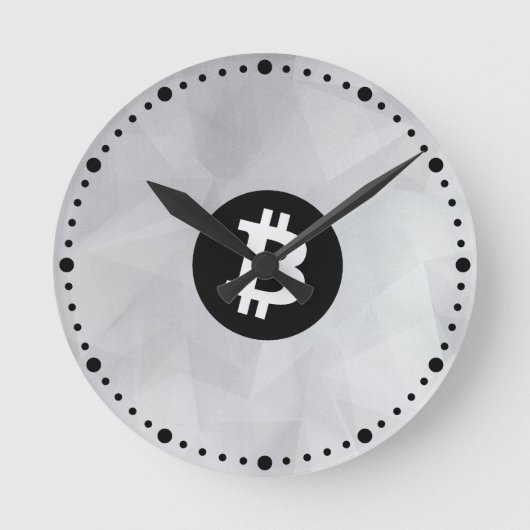 ビットコイン ホワイトクリスタル ラウンド壁時計 (正面)