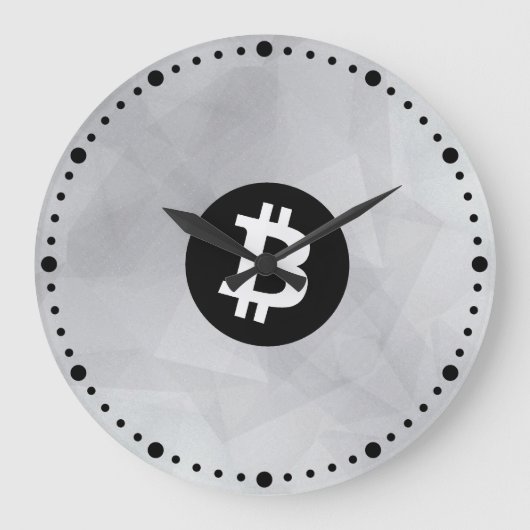 ビットコイン ホワイトクリスタル ラージ壁時計 (正面)