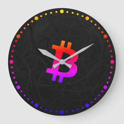 ビットコイン・マイアミ・ニューロン・ブラック ラージ壁時計 (正面)