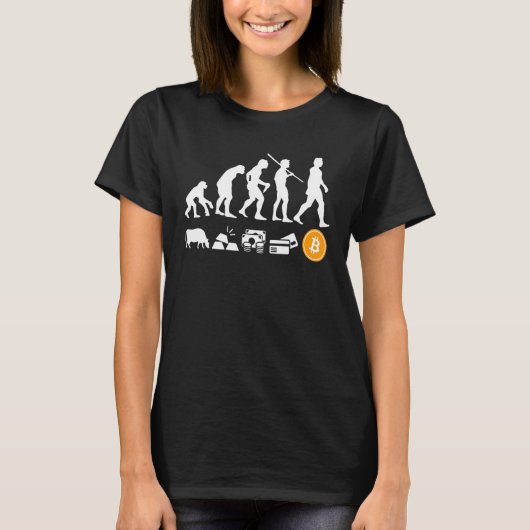 ビットコイン マネーの進化 Btc 暗号通貨 暗号資産 Tシャツ (正面)